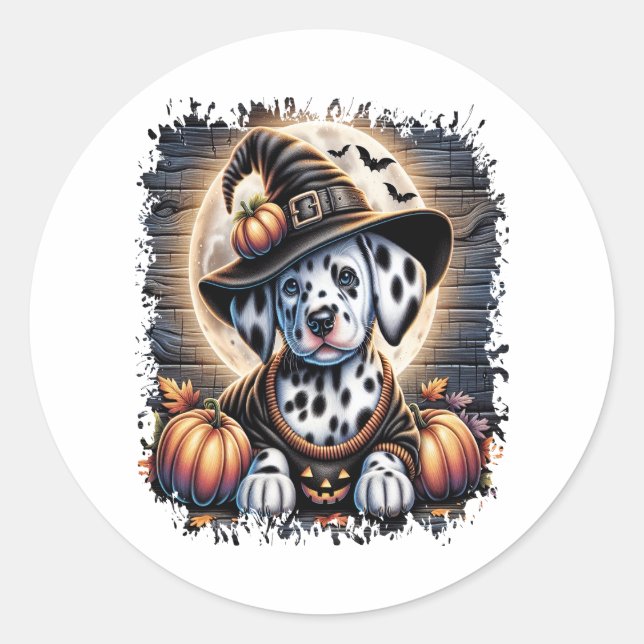 Dalmatien Hund Halloween Runt Klistermärke (Framsida)