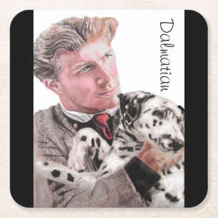 Dalmatien Hund Hundar gullig (spatch) Glass Kuste Underlägg Papper Kvadrat