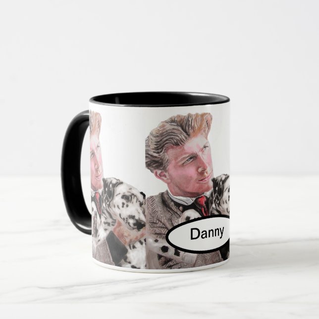 Dalmatien Hund Hundar söt Spotty Black White Mugg (Framsida vänster)