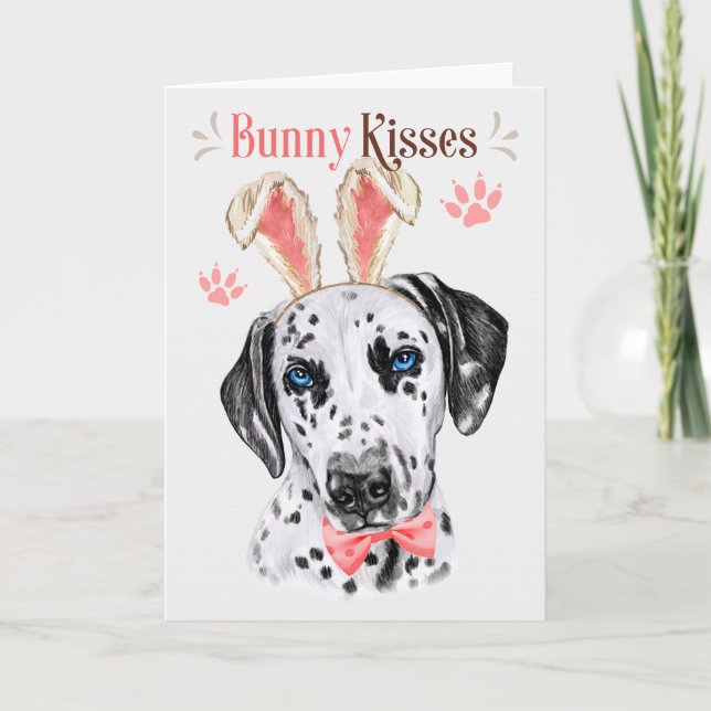 Dalmatien Hund i Bunny Öron för Påsk Helgkort (Framsida)