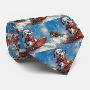 Dalmatien Hund i Sledge Låt det snöa jul Slips