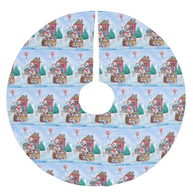 Dalmatien Hund I snö Hund-julhuset Julgransmatta Borstad Polyester (Framsidan)