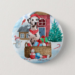 Dalmatien Hund I snö Hund-julhuset Knapp