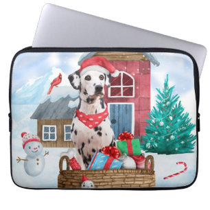Dalmatien Hund I snö Hund-julhuset Laptop Fodral