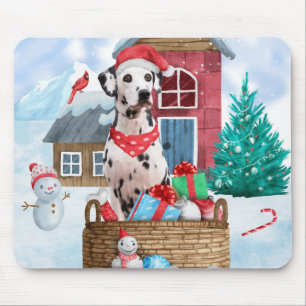 Dalmatien Hund I snö Hund-julhuset Musmatta