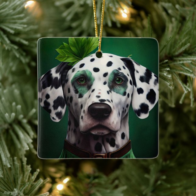 Dalmatien Hund i St. Patrick Dress Julgransprydnad Keramik (Träd)
