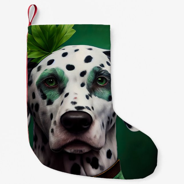 Dalmatien Hund i St. Patrick Dress Liten Julstrumpa (Framsidan)