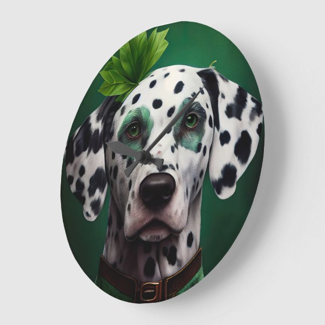 Dalmatien Hund i St. Patrick Dress Stor Klocka (Vinkel)