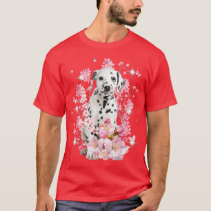 Dalmatien Hund Japansk Cherry Blommar Sakura Flowe T Shirt