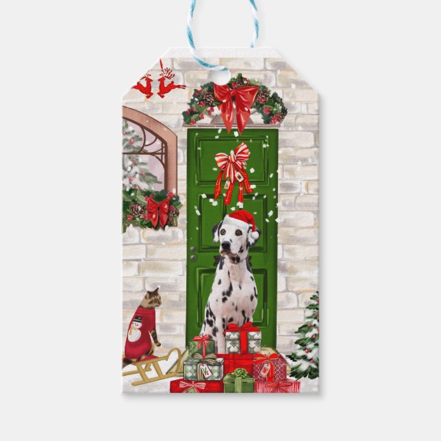 Dalmatien Hund jul Gift Märkre Presentetikett (Framsidan)