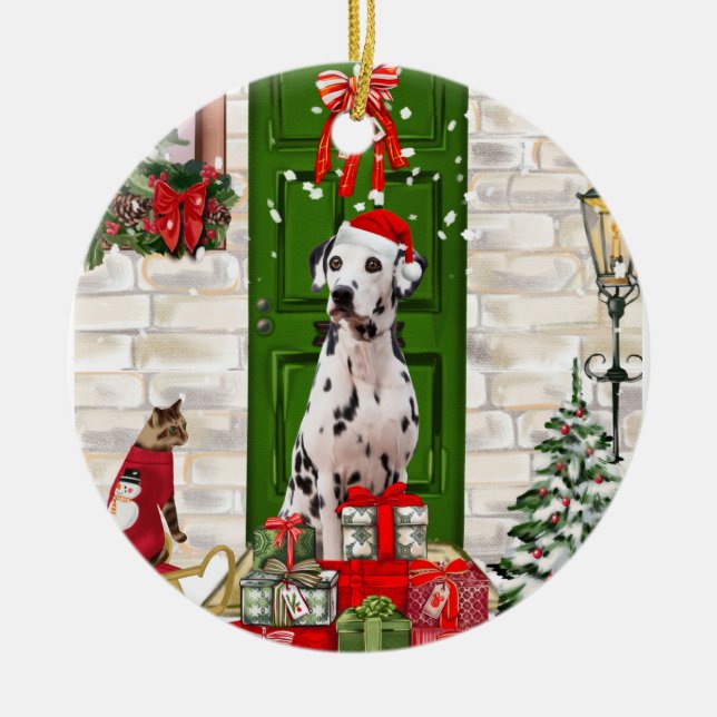 Dalmatien Hund jul Julgransprydnad Keramik (Framsidan)
