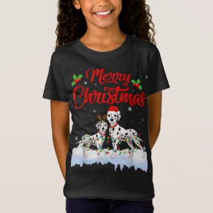 Dalmatien Hund jul Ljus Funny Hat Santa Xma T Shirt