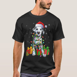 Dalmatien Hund Julafton Lighting Santa Hat Dalmati T Shirt