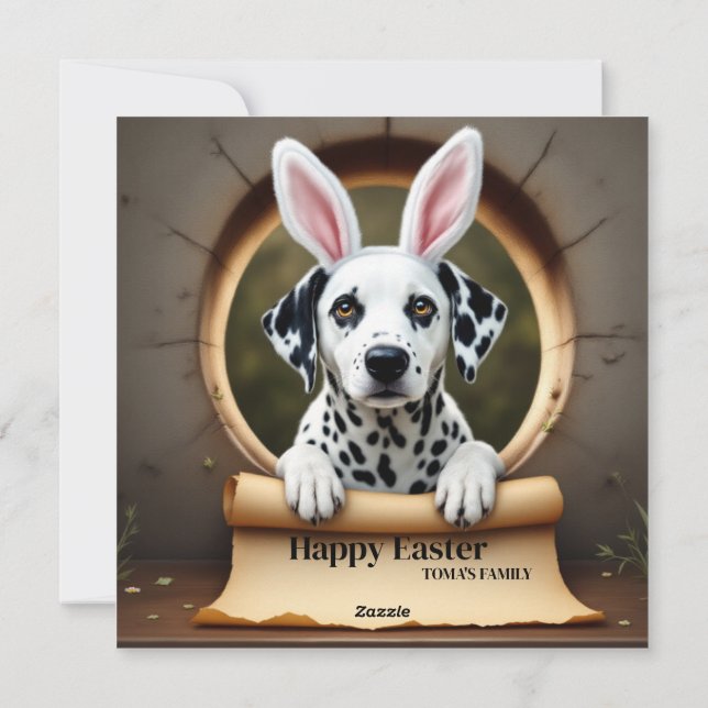 Dalmatien hund - med Namn Julkort (Baksida)