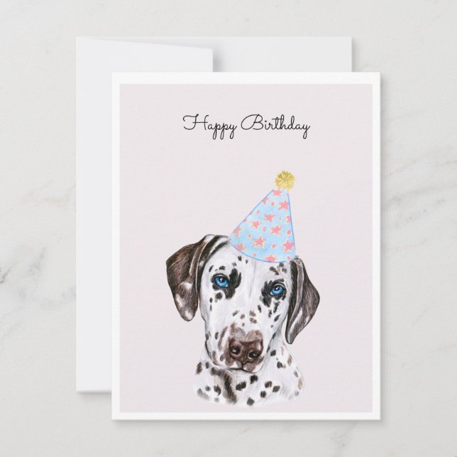 Dalmatien Hund med Party Hat Card (Framsida)