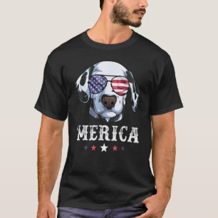 Dalmatien Hund Merica 4:e juli Amerikanska Flagga T Shirt