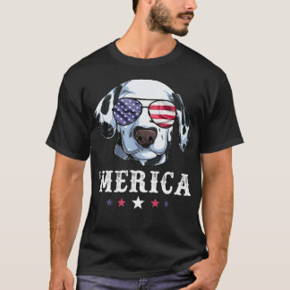 Dalmatien Hund Merica 4:e juli Amerikanska Flagga  T Shirt