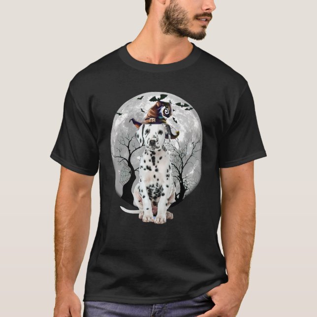 Dalmatien Hund och Måne Halloween Costume Hund T Shirt (Framsida)