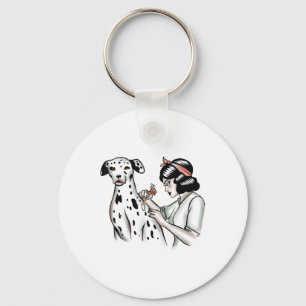 Dalmatien Hund och Tattoo Älskare Woman Design _1 Nyckelring