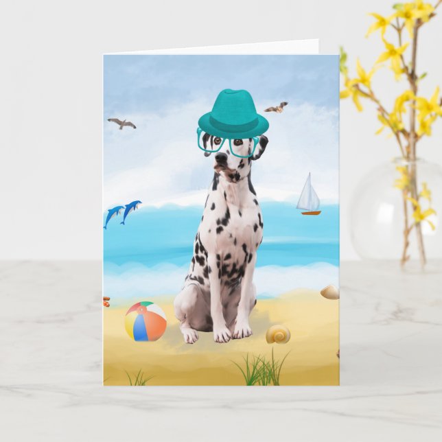 Dalmatien Hund om Beach Kort (Gul blomma)