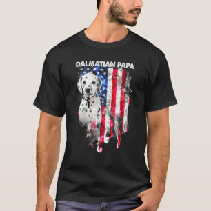 Dalmatien Hund Pappa USA flagga Lycklig Fars dag 4 T Shirt