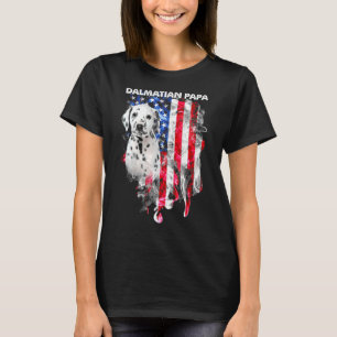 Dalmatien Hund Pappa USA flagga Lycklig Fars dag 4 T Shirt
