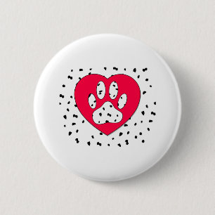 Dalmatien Hund Paw Skriv ut i rött hjärta Knapp