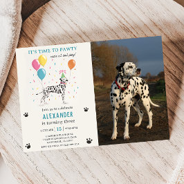 Dalmatien Hund Pawty Puppy Födelsedagsfest Photo Inbjudningar