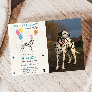 Dalmatien Hund Pawty Puppy Födelsedagsfest Photo Inbjudningar