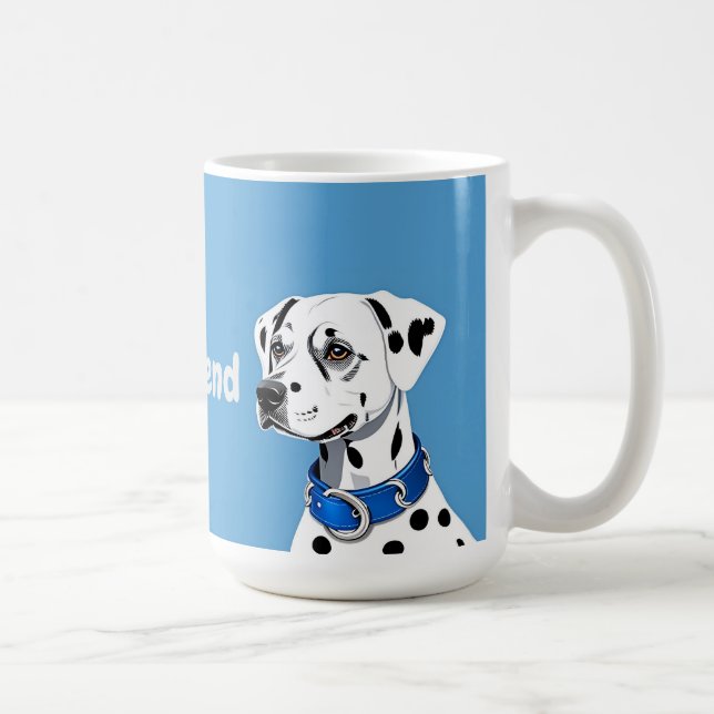 Dalmatien Hund Porträtt med blå kronor Kaffemugg (Höger)