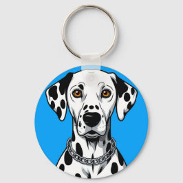 Dalmatien Hund Porträtt med Vibrant Background Nyckelring