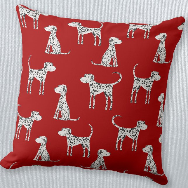 Dalmatien Hund Red Kudde (Fun Dalmatian dog red pillow)
