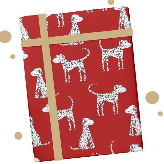 Dalmatien Hund Red Presentpapper (Fun Dalmatian dog red gift wrapping paper roll)