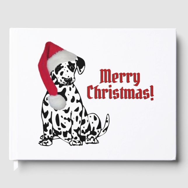 Dalmatien Hund Red Stocking Cap God jul Gästböcker (Framsida)