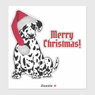 Dalmatien Hund Red Stocking Cap God jul Klistermärken