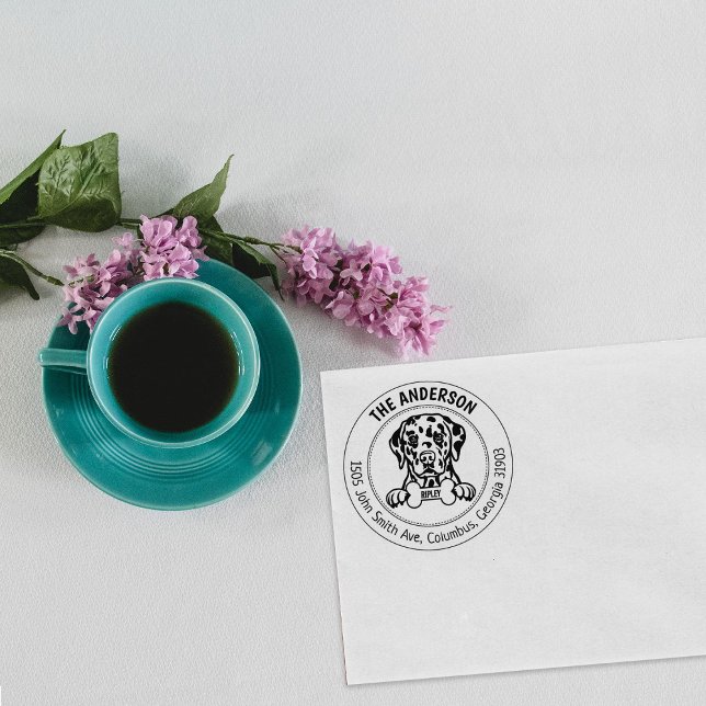 Dalmatien Hund Returadress Family Stämpel (Skapare uppladdad)