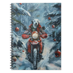 Dalmatien Hund Riding Motorcycle jul Anteckningsbok