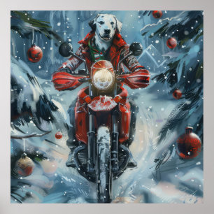 Dalmatien Hund Riding Motorcycle jul Poster