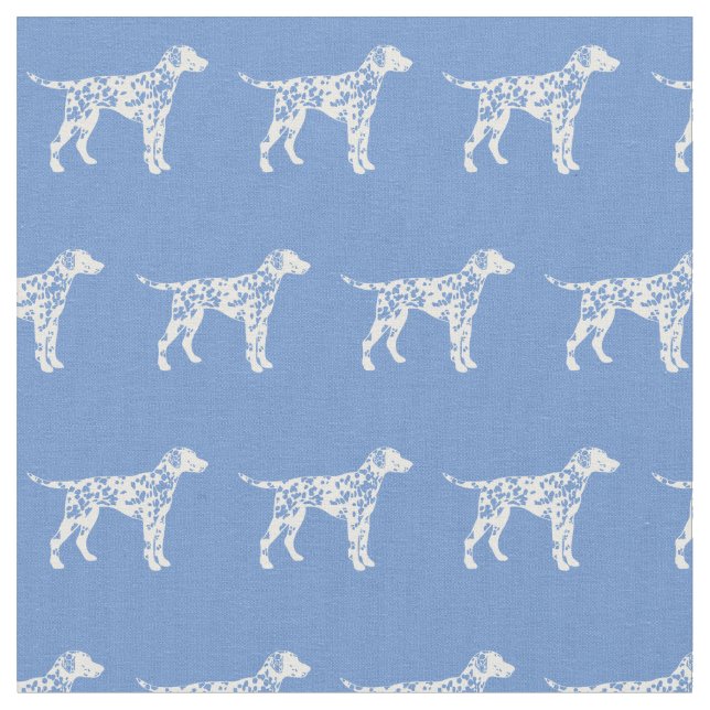 Dalmatien Hund Silhouette Pet Light Blue Tyg (Närbild)