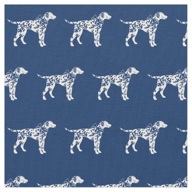 Dalmatien Hund Silhouette Pet Navy Blue Tyg (Närbild)