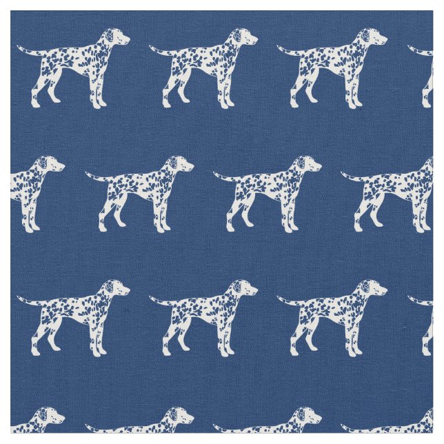Dalmatien Hund Silhouette Pet Navy Blue Tyg (Närbild)