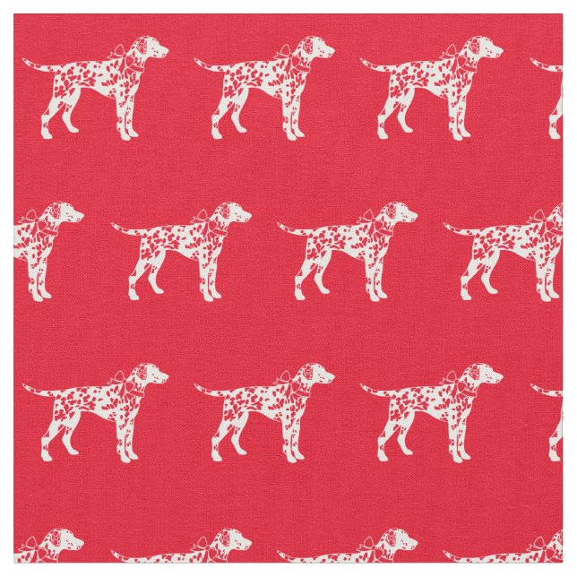 Dalmatien Hund Silhouette Pet Red Tyg (Närbild)
