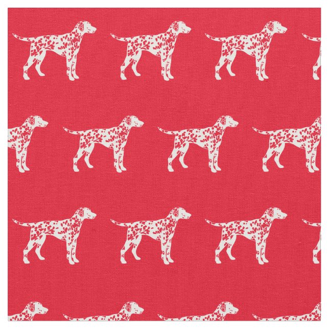 Dalmatien Hund Silhouette Pet Red Tyg (Närbild)