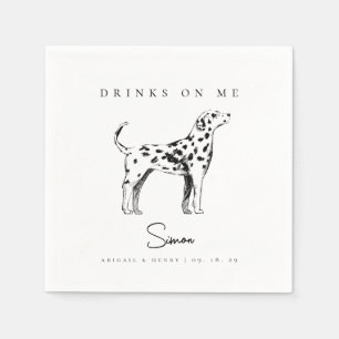 Dalmatien Hund Sketch dricker på Me Pet Bröllop Pappersservett