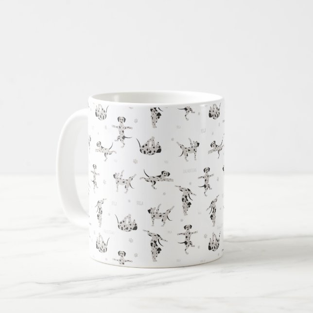 Dalmatien hund som gör yoga kaffemugg (Framsida vänster)