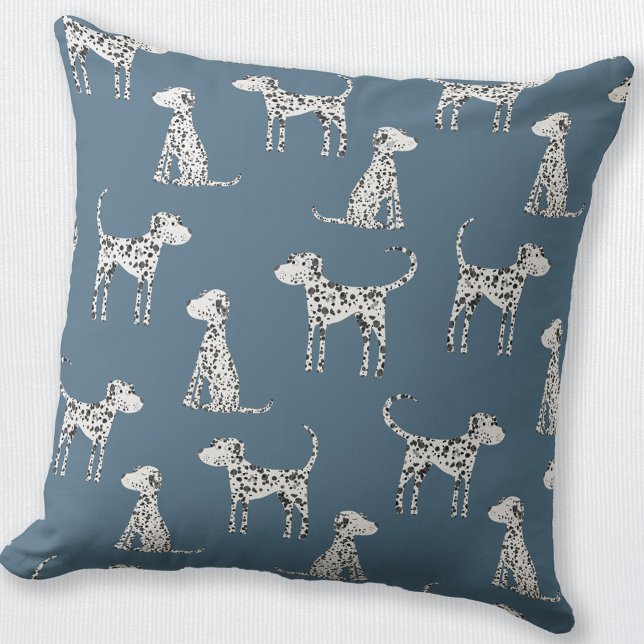 Dalmatien Hund Teal Grönt Kudde (Cute Dalmatian pattern throw pillow for dog lovers)