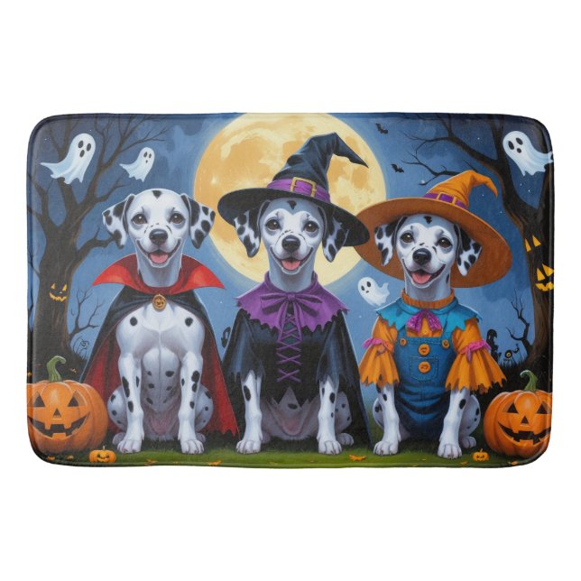 Dalmatien Hundar Pumpkin Halloween Funny Badrumsmatta (Framsidan)