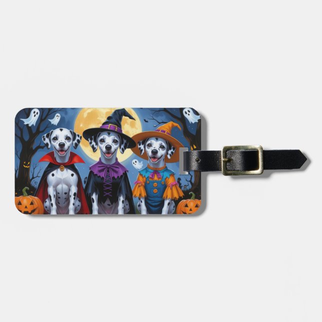 Dalmatien Hundar Pumpkin Halloween Funny Bagagebricka (Horisontell Framsida)