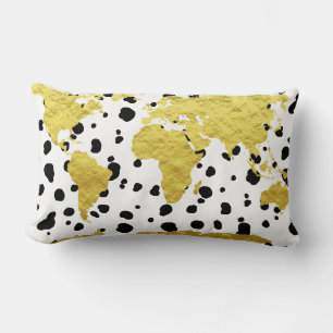 Dalmatien i elegant Faux Guld World Map Dalmatien Lumbarkudde