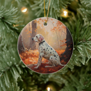 Dalmatien i Höst löv Fall Inspire Julgransprydnad Keramik